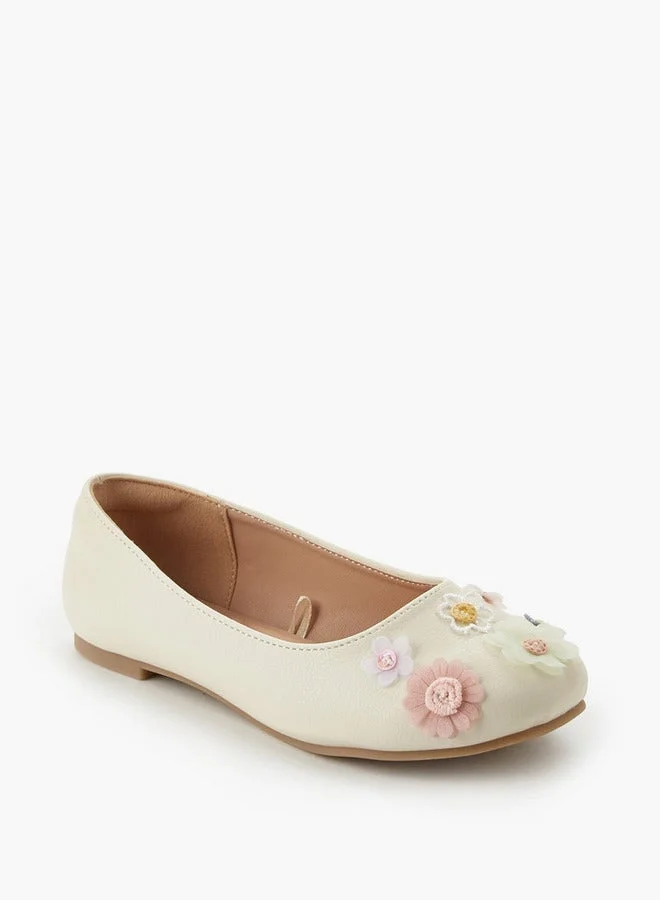 Little Missy Girls Floral Accent Ballerina Shoes